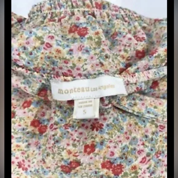 MONTEAU | Floral Halter Top Cinched Waist Size Small - Picture 3 of 4